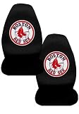 A Set of 2 MLB Major League Baseball Licensed Universal-Fit Front Bucket Seat Cover - Boston Red Sox