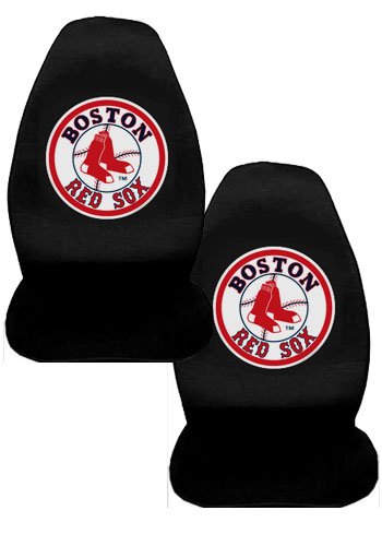 A Set of 2 MLB Major League Baseball Licensed Universal-Fit Front Bucket Seat Cover - Boston Red Sox