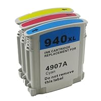 3 Pack Refurbished Cartridges for HP 940XL Cyan Magenta Yellow.