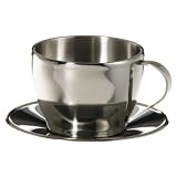 417NTgad46L. SL160  4 Pc Double Walled Stainless Steel Espresso Cup and Saucer Set   Quality StainlessLUX Drinkware for You