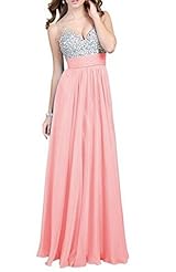 Sexy V-neck Beaded Sequined Chiffon Evening Dress/Prom Dress/Wedding Dress 