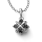 .20ct Black Diamond Hugs N Kisses Pendant. Set in Solid Sterling Silver. Includes 18