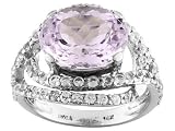 14KT WG 6.25CT KUNZITE AND 1.20CTW WHITE SAPPHIRE RING