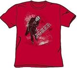 Batman Dark Knight Joker UNBALANCED DECK Adult Red T-shirt