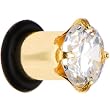 2 Gauge Cz Gold Electro Titanium Tunnel Plug