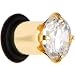 2 Gauge Cz Gold Electro Titanium Tunnel Plug