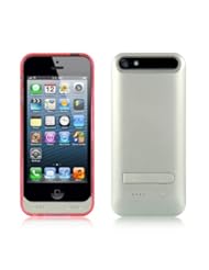 Luxmo XBoost Series 2400mAh Power Case with Frame for iPhone 5/5S - Retail Packaging - White/Hot Pink