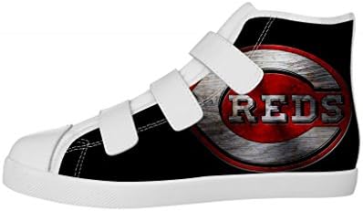 Boys MLB Cincinnati Reds Logo Canvas Shoes hook-and-loop Fashion Sneakers(Little Kid/Big Kid)-2M US