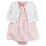 カーターズ ワンピース Carter's 女の子用ピンクスクエア模様半袖ワンピースx白カーディガンお出かけ用2点セット (12months(72-78cm)) [並行輸入品]