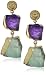 Zariin "The Spirited Two" Amethyst and Fluorite Gold Earrings