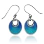 Sterling Silver Marcasite and Blue Epoxy Oval Earrings