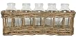 Hand Woven Grey Brown Willow Basket with 5 Glass 4oz Bottles 11"L x 3.5"W x 4"H Set / 2