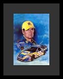 Michael Waltrip (Nascar #55) Sports Black Wood-Mounted Poster Print - 11" X 17"