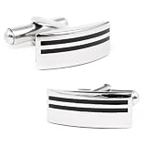 Stainless Steel Double Stripe Cufflinks-CLI-OB-007-STL