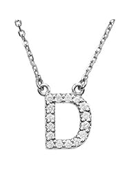 14K White Gold Diamond Initial Necklace "D" -- LIFETIME WARRANTY