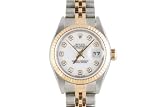 Rolex Ladies 2 Tone Datejust With Factory White Diamond Dial