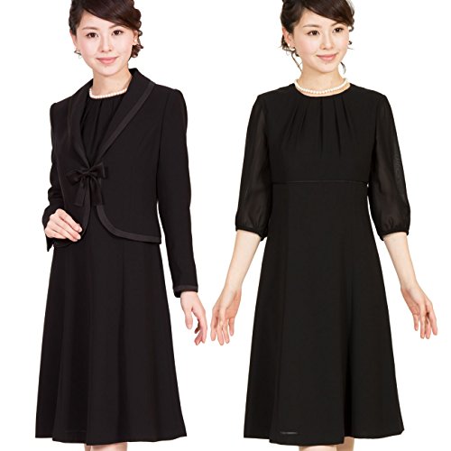 【メアリーココ】 ML-0606 喪服　ブラックフォーマル レディース　礼服　黒　マタニティ　セレモニー　ミセス アンサンブル へちま襟　シフォン袖