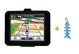 Black Silicone Skin Case Cover + Baby Blue Fishbone Style Keychain for 3.5" Screen Garmin Nuvi 200 / 250 / 260 / 270 / 205 / 255 / 265T / 275T
