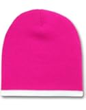 Singe Striped Beanies - Warm and Stylish! - Hot Pink w/ White Stripe
