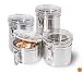 Oggi 4 Piece Stainless Steel Canister Set with Airtight Acrylic Lid and Clamp