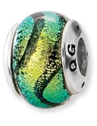 Green Dichroic Handmade Glass Charm for 3mm Charm Bracelets