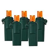 IMAGE OF 15 Battery Operated 8 Function Orange LED Wide Angle Christmas Lights Green Wire