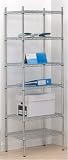 Trexus Shelving Unit Wire Adjustable 6 Tier Capacity 300kg each W610xD457xH1830mm Chrome