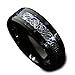 8mm Tugsten Rings for Men,Silver Celtic Dragon Black Ring Band with Blue Imitated Carbon Fiber Inlay,Promise Rings for Couples,Size 10.5