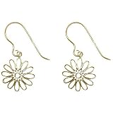 18kt Gold over Sterling Silver Lacy Flower Drop Earrings