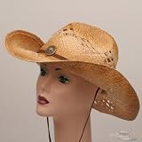 Vented Tea Stained Raffia Cowboy Hat-Vented Dark
