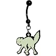 Glow In The Dark Halloween Cat Belly Ring