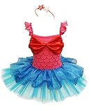 YiZYiF Girls Kids Ariel Mermaid Balllet Christmas Dance Tutu Dress Up Headband 7-8