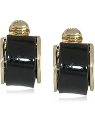 Anne Klein "Preston Black" Gold-Tone Black Mini Hoop Earrings