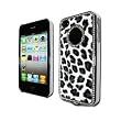 Luxury Unique Best Leopard Print Czech Rhinestone Case Cover for Apple Iphone 4 4g Crystal - Black