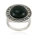 Sterling Silver Square Cut Marcasite and Round Onyx Ring, Size 6