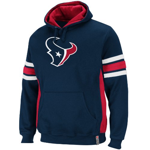 NFL Men's Houston Texans Passing Game II Long Sleeve Hooded Fleece Pullover (Navy/Cardinal/White, Medium)