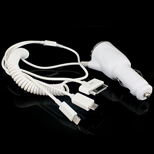 Cyberteck 3 in 1 Retractable Car Charger Coil Cable Adapter For iPhone 6 6 Plus 5 4 4S Samsung i9500 HTC LG