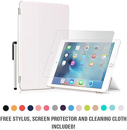 New iPad Pro 9.7 Case by JACKIT Auto Lock Magnetic Connection Back Cover Front Smart Wake/Sleep Front Stand Cover Drop Shock Proof FREE Stylus Screen Protector Cloth Apple iPad Pro [White]