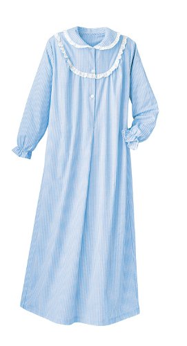 Long Striped Flannel Gowns