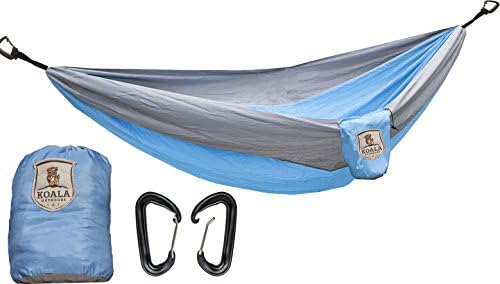 Koala Portable Camping Hammock Bed 2 Person + 2-Carabiners + Stuff Sack Holds 400 pounds