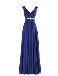 V-neck Chiffon Beaded Bridesmaid Dress/Prom Dress 