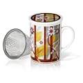 Agatha's Bester Smart Porzellan-Teesiebbecher mit Deckel und Edelstahlfilter, braun-sand