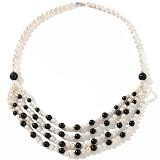 Cultured Freshwater Pearl and Gem Sterling Silver 23 Bib Necklace