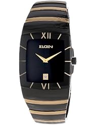 Watch: Elgin Mens FG543 Black Ion-Plating and Gold-Tone Bracelet Watch - Elgin