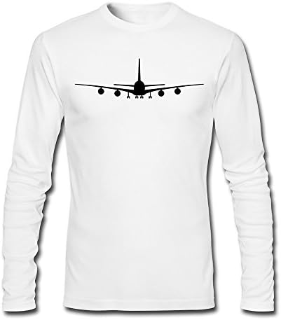 FJSC Men's Airplane Long Sleeve T-Shirt White Medium