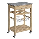 Kitchen Island Cart with Granite Top