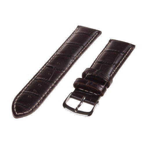Republic Mens Italian Calfskin Alligator Grain Hypo Allergenic Watch Strap Brown Size 21 MM Regular