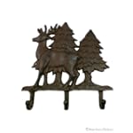 New Deer Cast Iron Lodge Cabin Plant Triple Hook/Hanger