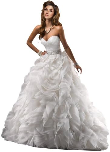 ZHUOLAN White Sweetheart Ball Gown in Silk Organza Wedding Dress