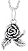 Sterling Silver Oxidized Rose Pendant, 1/2 (13mm) tall